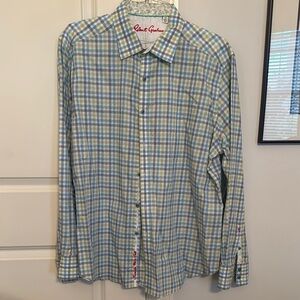 Robert Graham Blue and Green Plaid Shirt